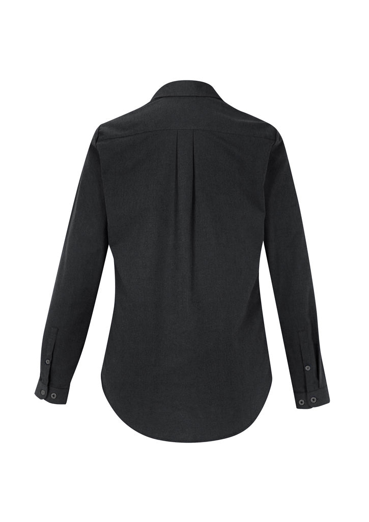 Elegant black Ladies Memphis Shirt in size 26, featuring a semi-fitted silhouette and comfortable cotton-polyester blend.