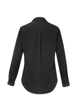 Elegant black Ladies Memphis Shirt in size 26, featuring a semi-fitted silhouette and comfortable cotton-polyester blend.