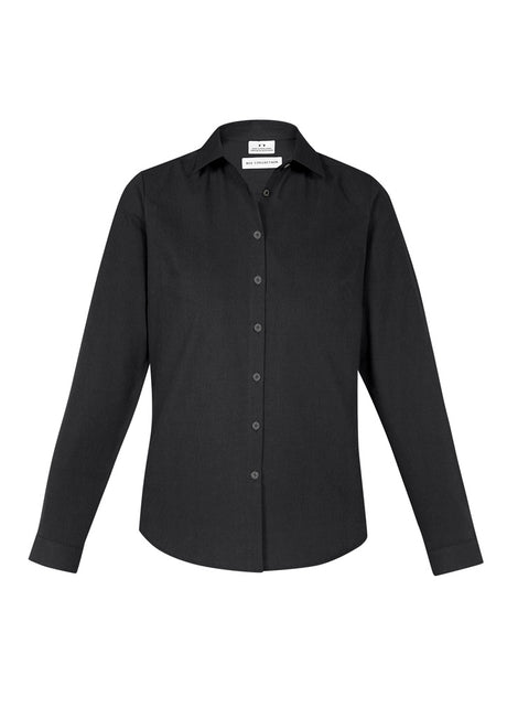 Ladies Memphis Shirt in black, size 14, featuring a semi-fitted silhouette and soft, breathable fabric for stylish comfort.