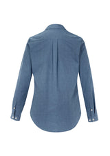 Grey Smoke Ladies Memphis Shirt from Biz Collection, featuring a semi-fitted silhouette, soft fabric, and versatile styling options.