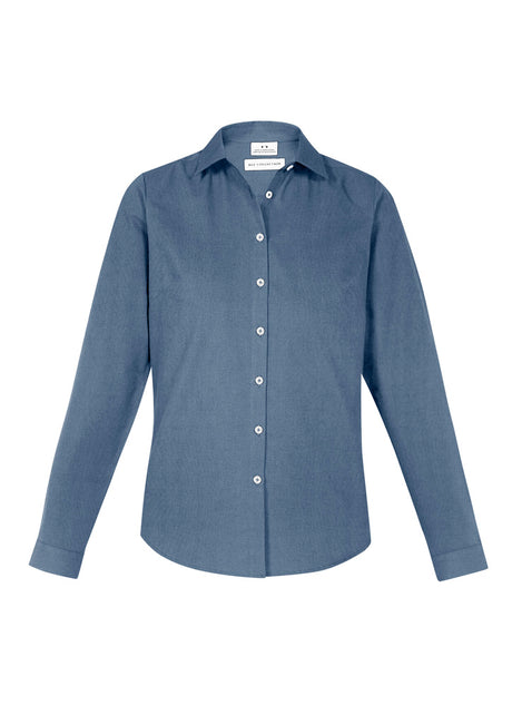 Ladies Memphis Shirt in Grey Smoke, semi-fitted with shirt tail hem, made from soft, breathable cotton-polyester blend.