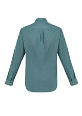 Mens Memphis L/S Shirt in Jasper Green, 5XL, featuring a modern collar, back pleat, and soft pre-shrunk fabric for comfort.