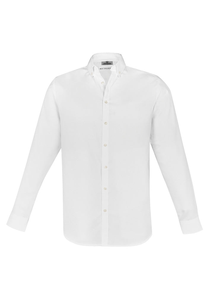 Stylish white Men's Memphis Shirt from Biz Collection in XS, featuring a modern collar, adjustable cuffs, and a loose pocket.