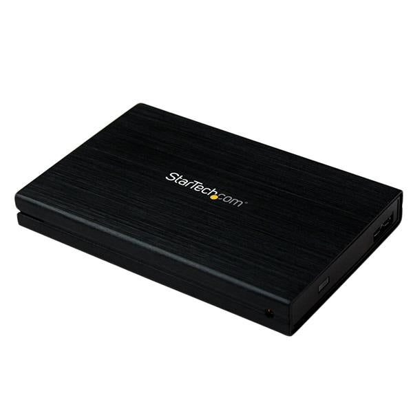 2.5in USB 3.0 SATA hard drive enclosure with UASP for fast data transfer, supports up to 1TB, aluminum, portable design.