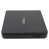 Tool-free USB 3.1 Gen 2 enclosure for 2.5" SATA drives, offering 10 Gbps speeds and portable, lightweight design.