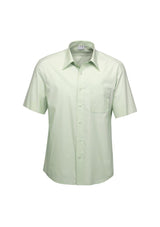 Men's 3XL Ambassador Short Sleeve Shirt in green, featuring yarn-dyed stripes, breathable fabric, and UPF protection.