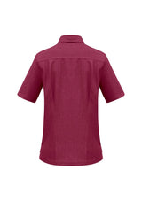 Ladies Cherry Oasis Overblouse in size 6, featuring breathable fabric, UPF protection, and a stylish long length with pockets.