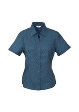 Navy short sleeve ladies shirt in size 20, featuring a breathable fabric, stylish placket, and sun protection for versatile wear.