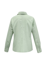 Green Ladies Ambassador Long Sleeve Shirt, size 18, featuring a striped design, UPF protection, and easy care fabric.