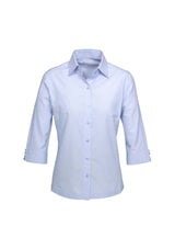 Ladies Ambassador 3/4 Sleeve Shirt in blue, size 12, with stylish design, breathable fabric, and UV protection features.