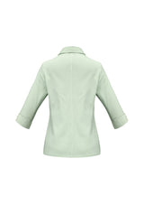 Elegant women's 3/4 sleeve shirt with yarn-dyed stripes, featuring a stylish collar and sun protection for versatile wear.