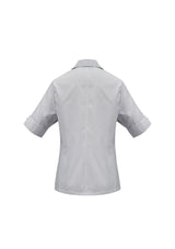 Ladies Ambassador Short Sleeve Shirt in Silver Grey, Size 22, showcasing chic stripes and tailored fit for style and comfort.