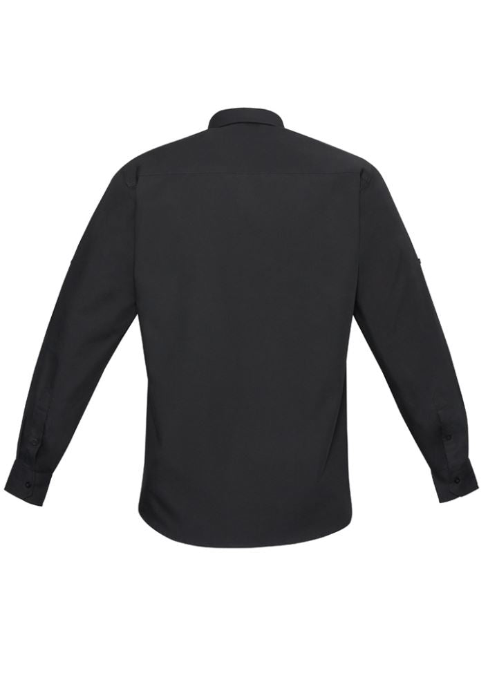 Men's black/check long sleeve shirt with twin chest pockets, roll-up sleeves, and excellent sun protection (size XS).
