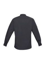 Men's charcoal long sleeve shirt in 5XL with twin pockets, UPF protection, and roll-up sleeves for versatile style.