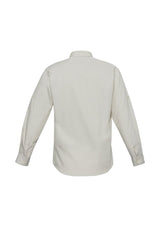 Men's Bondi Long Sleeve Shirt in Sand, 5XL, featuring twin chest pockets, UPF protection, and a versatile roll-up sleeve function.