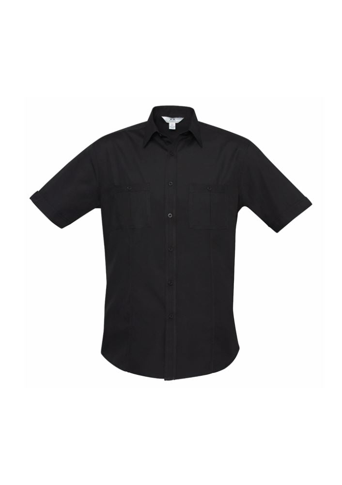 Men's black Bondi short sleeve shirt in 5XL with twin chest pockets, breathable fabric, and excellent UPF protection.