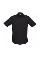Men's Bondi Short Sleeve Shirt in black, 3XL, featuring twin chest pockets, UPF protection, and a versatile curved hem.