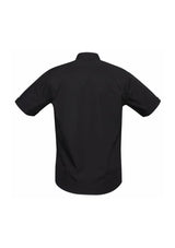 Men's Bondi Short Sleeve Shirt in black, size L, featuring twin chest pockets and excellent UPF sun protection for outdoor wear.