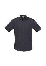 Men's Bondi Charcoal Short Sleeve Shirt in 3XL with twin chest pockets, UPF protection, and curved hem for versatile styling.