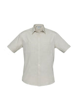 Men's Bondi Short Sleeve Shirt in Sand, 5XL, featuring twin chest pockets and stylish details for comfort and versatility.