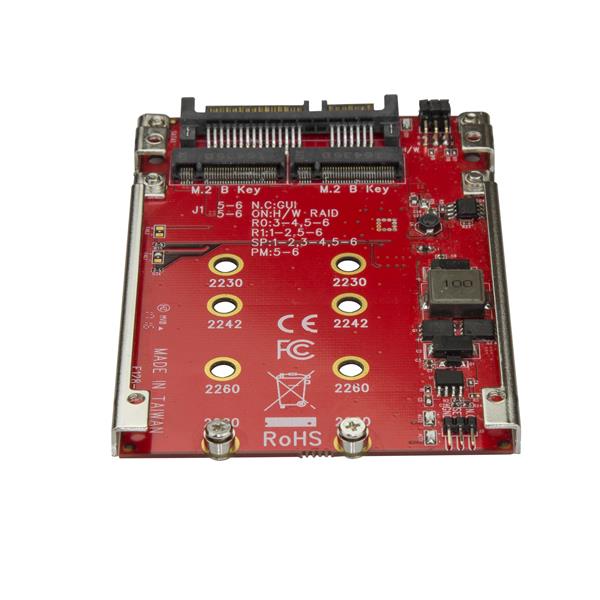 Dual-slot M.2 to SATA adapter for 76cm drive bay, enabling RAID configurations for enhanced speed and storage options.