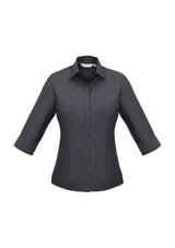Slate Ladies Hemingway 3/4 Sleeve Shirt in Size 24, featuring modern collar, UPF protection, and adjustable cuff for versatile wear.