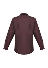 Mens Hemingway Long Sleeve Shirt in Port Wine, 4XL, featuring a modern collar, UPF protection, and versatile styling options.