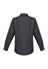 Men's slate long sleeve shirt in 3XL, featuring a stylish modern collar, UPF protection, and breathable fabric blend.