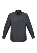 Men's Hemingway Long Sleeve Shirt in Slate, 2XL, featuring two-tone fabric, modern collar, and UPF protection for style and comfort.