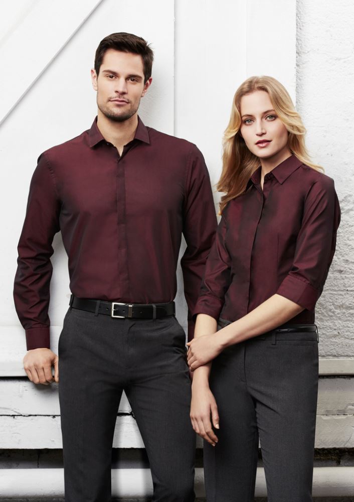 Men's Hemingway Long Sleeve Shirt in Slate, size 5XL, featuring breathable cotton blend, modern collar, and adjustable cuffs.