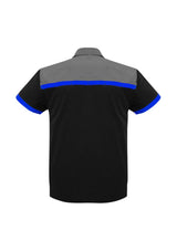 Men's Charger Shirt in Black, Royal, and Grey, 2XL; features BIZ COOL™ technology, UPF protection, and twin chest pockets.