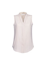 Ivory sleeveless blouse in size 26 from Biz Collection with a chic shawl collar and lightweight fabric for effortless elegance.