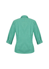 Dark green Ladies Ellison 3/4 sleeve shirt, size 22, featuring a tailored fit and elegant curved hem by Biz Collection.