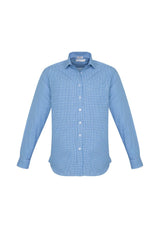 Men's Ellison Long Sleeve Shirt in notch blue, 4XL, featuring a chic check pattern, modern collar, and UV protection.