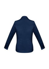Elegant Ladies Monaco Long Sleeve Shirt in Ink, size 24, featuring a Y-neckline, flattering fit, and built-in stretch for comfort.