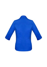 Electric Blue Ladies Monaco 3/4 Sleeve Shirt size 20 with Y-neckline, cuff design, and tailored fit for versatile style.