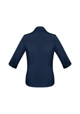 Elegant ladies' shirt in Ink with 3/4 sleeves, featuring a Y-neckline and tailored fit, ideal for versatile styling.