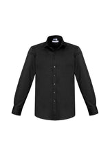 Men's black long sleeve shirt in 5XL with modern collar, chest pocket, and UPF protection for versatile, stylish wear.
