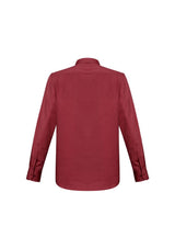 Men's Monaco Long Sleeve Shirt in vibrant Cherry, offering comfort, style, and sun protection with modern features. Size M.