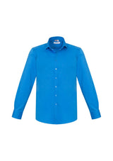 Men's cyan long sleeve shirt in size 3XL, featuring a modern design, stretch fabric, and sun protection for versatile styling.