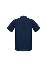 Men's Monaco Short Sleeve Shirt in Ink, size S, featuring stretch fabric, modern collar, chest pocket, and UPF sun protection.