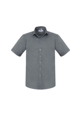 Men's Platinum Monaco Short Sleeve Shirt in 4XL, featuring a modern collar, chest pocket, and breathable twin back pleats.