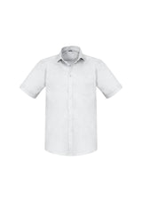 Men's Monaco Short Sleeve Shirt in white, size M, featuring modern collar, chest pocket, and stretch fabric for comfort.