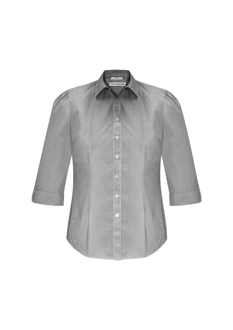 Stylish black 3/4 sleeve shirt for women, size 20, with feminine details and UPF protection, perfect for any occasion.