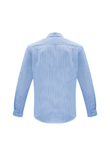 Men's Euro Long Sleeve Shirt in blue, size XL, featuring a modern collar, chest pocket, and breathable fabric.