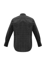 Men's Harper Long Sleeve Shirt in Black/Silver, featuring a classic check, button-down collar, and comfortable fit. Size M.