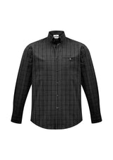Mens Harper Long Sleeve Shirt in Black/Silver, Size 3XL, featuring Prince Of Wales check, button-down collar, and UPF protection.