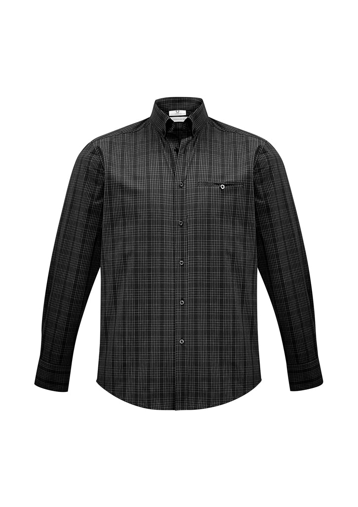 Mens Harper Long Sleeve Shirt - Black/Silver - Size L