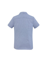 Ladies Jagger S/S Shirt in French Blue, size 16; features wrinkle-resistant fabric and flattering fit for versatile styling.
