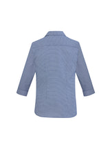 Ladies Jagger ¾ Sleeve Shirt in French Blue, Size 8; features bust darts, waist shaping, and wrinkle-resistant fabric.